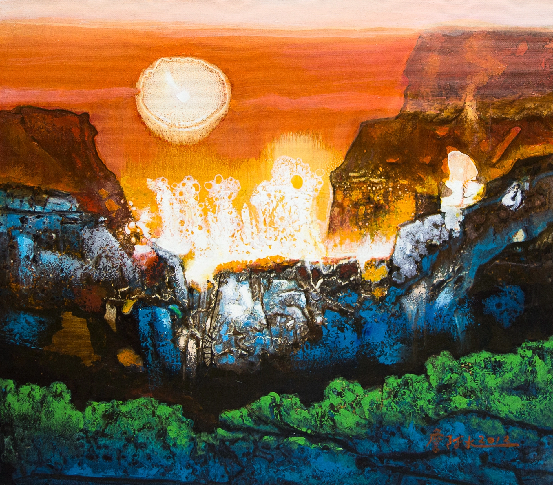 抽象大師 詹阿水 金色山谷_10F_53cmx45.5cm(2002年)