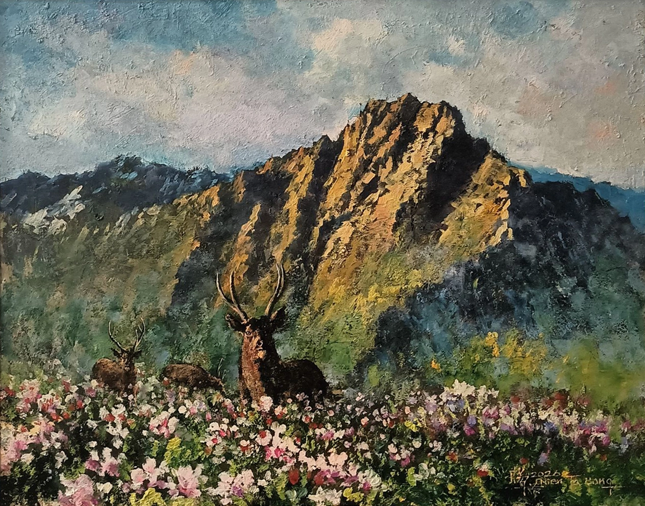 楊年發-玉山_90X74cm_油畫